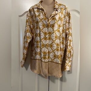 House of Harlow 1960 silky shirt in pink and gold. Size Large